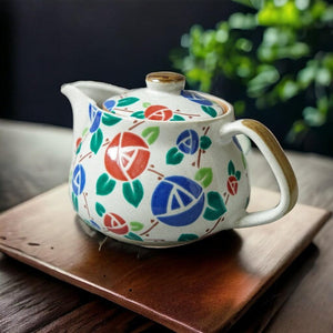 日本製 九谷燒 手繪玫瑰陶瓷茶壺 日本茶壺 花茶壺 - 富士通販