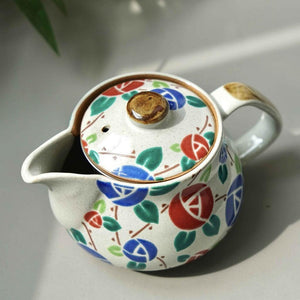日本製 九谷燒 手繪玫瑰陶瓷茶壺 日本茶壺 花茶壺 - 富士通販
