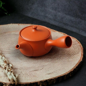 日本製 常華燒 人水 硃砂色 側把茶壺 陶瓷茶壺 泡茶壺 - 富士通販