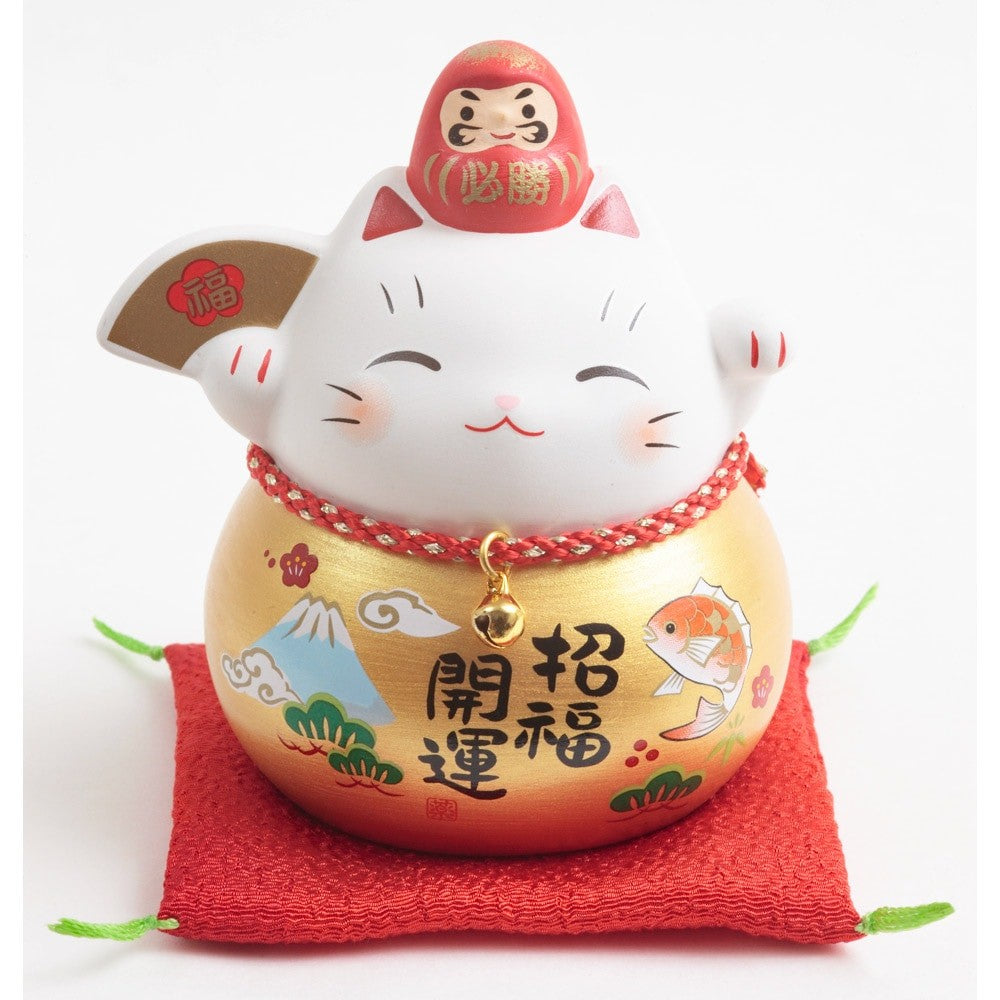 藥師窯 達摩招財貓∣金扇 招財 招福 擺飾 開店送禮
