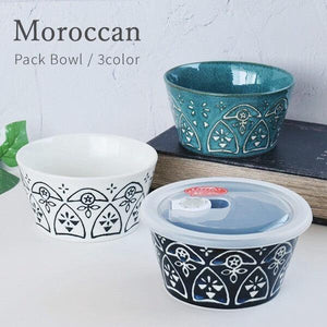 日本製 美濃燒 摩洛哥 保鮮碗 附蓋｜保鮮盒 微波保鮮盒 可微波碗
