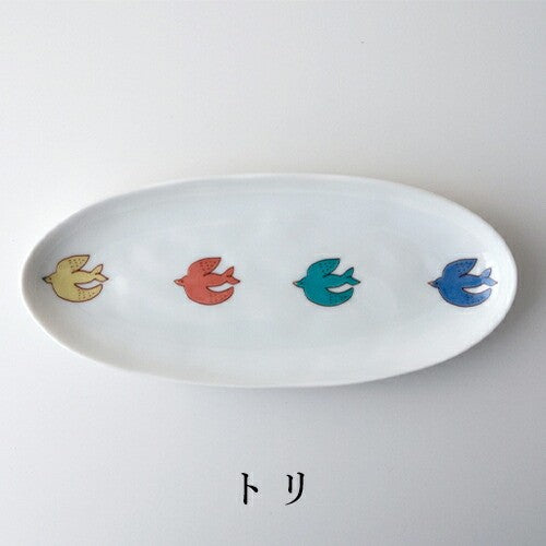 日本製 九谷燒 繽紛橢圓盤 18.5cm | 點心盤 晴九谷 HAREKUTANI 禮盒