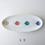 日本製 九谷燒 繽紛橢圓盤 18.5cm | 點心盤 晴九谷 HAREKUTANI 禮盒
