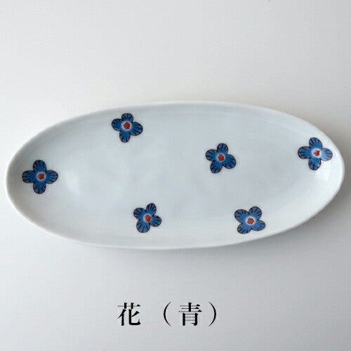 日本製 九谷燒 繽紛橢圓盤 18.5cm | 點心盤 晴九谷 HAREKUTANI 禮盒