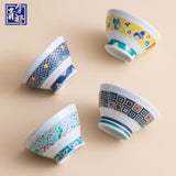 九谷燒 青郊窯 日本製彩繪飯碗和湯匙 11.5cm | 中國風 收藏碗 茶碗