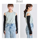日本 StyleOn 接觸冷感抗UV 防曬袖套60cm 羅紋荷葉邊｜工作袖套 涼感袖套 冰絲袖套 機車袖套