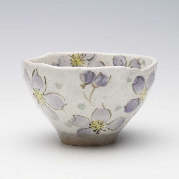 櫻花碗 日本製 春日粉引櫻花陶碗 粉 紫 11.2cm｜瀨戸燒 日式碗 古早碗 舞陶館 陶瓷碗 飯碗 碗