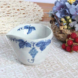 日本製 瀨戶燒 粉引藍白葡萄紋茶杯 陶瓷麵碗 | 湯碗 片口杯 茶杯 茶碗 豬口杯 藍白葡萄紋 日式餐具