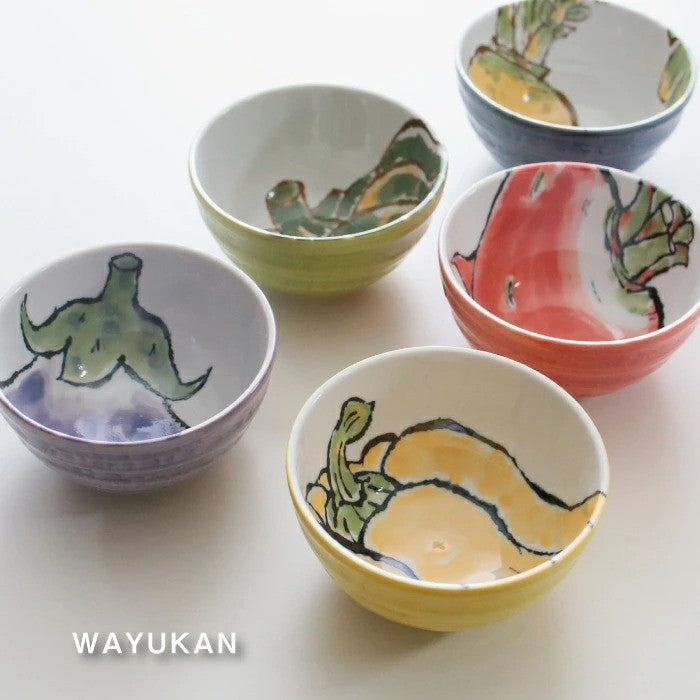 日本製 美濃燒 手繪陶瓷蔬菜造型碗 | 大碗 飯碗 湯碗 日本製碗 蔬菜圖案碗 家用碗 小鉢碗