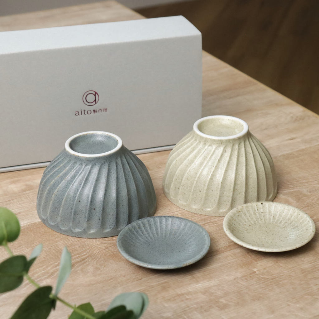日本製 Aito 美濃燒窯變飯碗/小碟 四入禮盒組 | 夫妻碗 對碗 醬料碟 小碟子 新婚賀禮 送禮