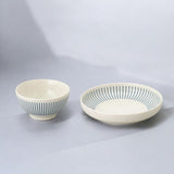 日本製 美濃燒 粉引紺十草 陶瓷碗盤 | 線條餐盤 日本餐盤 圓盤 飯碗 小碗 陶瓷盤 盤子 日本碗