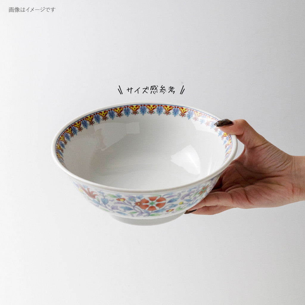 日本製 美濃燒 復古宮廷 唐草花紋拉麵碗 | 中國風 拉麵碗 碗公 湯碗 大碗 大昭和花凛 日本拉麵碗