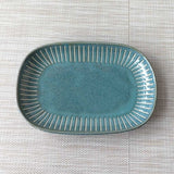 日本製 美濃燒 陶瓷撥水十草橢圓皿 | 橢圓盤 方盤 魚盤 小判皿 陶瓷盤 簡約方盤 日本製盤子