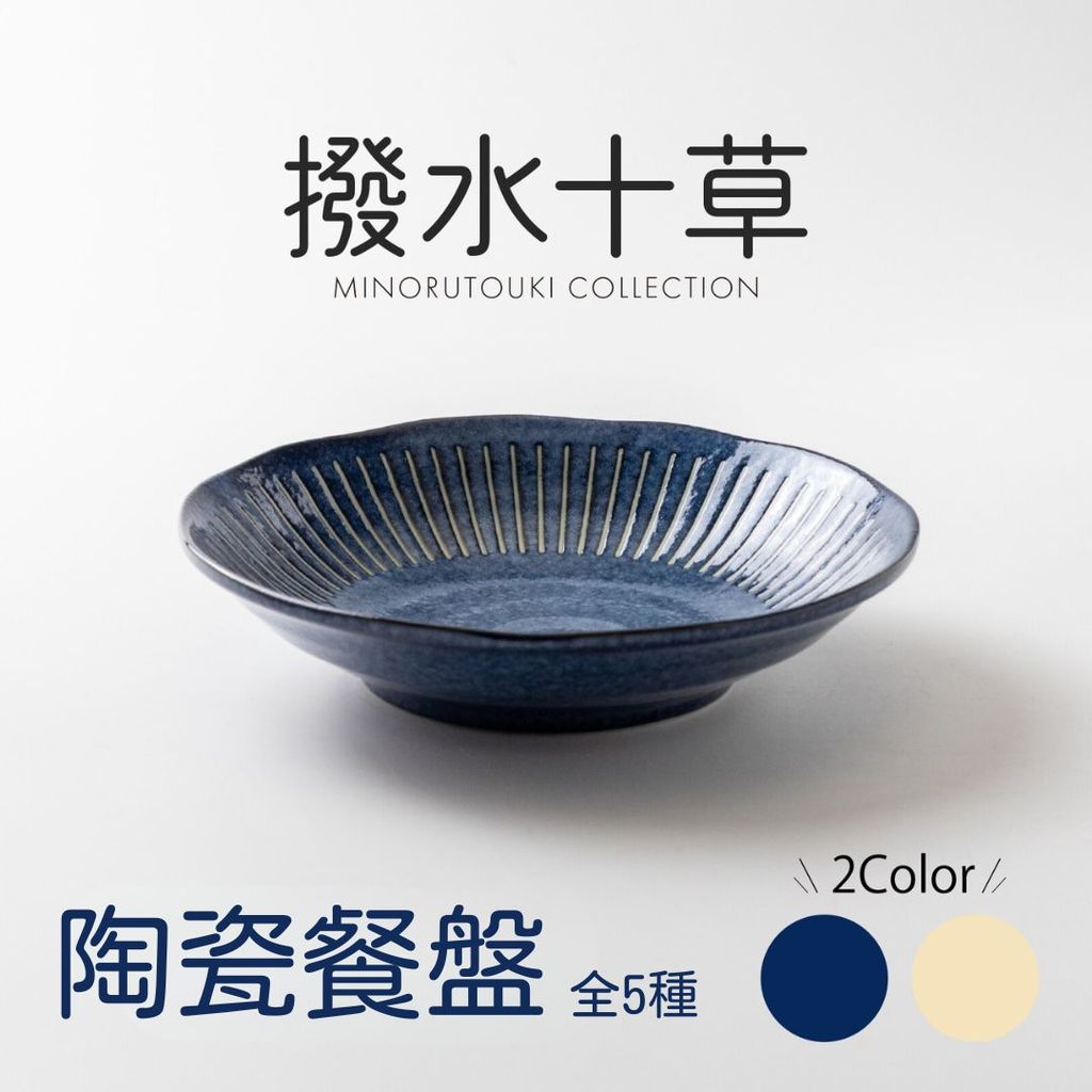 日本製 撥水十草陶瓷餐盤系列 全五種 | 圓盤 深盤 大盤 小碟子 日式盤子 日本製餐盤 十草盤 陶瓷盤