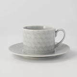 日本製 小田陶器 吉祥紋薄灰咖啡杯盤組 280cc | 咖啡杯組 咖啡杯 茶杯 杯碟組 日本咖啡杯盤組