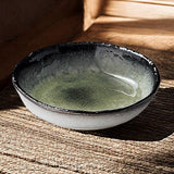 日本製 美濃燒 冰裂紋釉色墨綠中鉢 19cm | 6吋盛鉢 盛菜碗 中鉢 深盤 陶瓷盤 菜盤