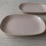 日本製 美濃燒 陶瓷撥水十草橢圓皿 | 橢圓盤 方盤 魚盤 小判皿 陶瓷盤 簡約方盤 日本製盤子