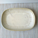 日本製 美濃燒 陶瓷撥水十草橢圓皿 | 橢圓盤 方盤 魚盤 小判皿 陶瓷盤 簡約方盤 日本製盤子