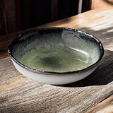 日本製 美濃燒 冰裂紋釉色墨綠中鉢 19cm | 6吋盛鉢 盛菜碗 中鉢 深盤 陶瓷盤 菜盤