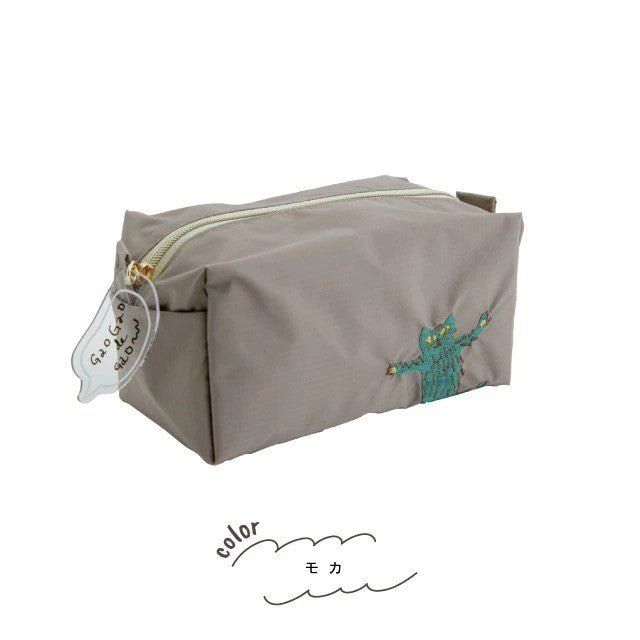 日本 CDF 趣味動物刺繡首飾盒/收納包 | 配件包 鑰匙包 戒指盒 化妝袋 飾品收納 BISQUE