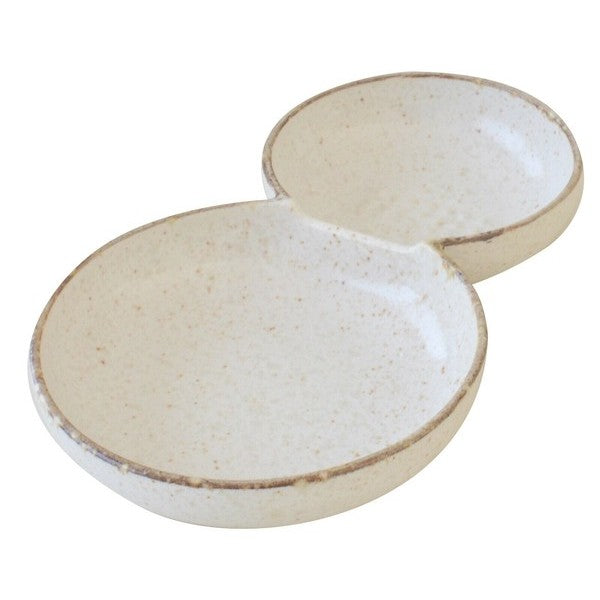 日本製 美濃燒 雪人白唐津分隔盤 | 陶瓷盤 小菜盤 日式小碟子 葫蘆 醬油碟 醬料器皿 拍照道具 沾醬