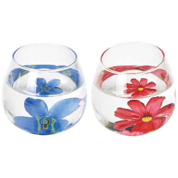 日本製 Flora 漂浮花玻璃對杯禮盒 320ml｜冷水杯 酒杯 入厝禮物 結婚禮物