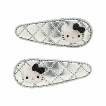 日本 三麗鷗 Sanrio 菱格紋髮夾2入組 | 金屬風 瀏海夾 小髮夾 HelloKitty 美樂蒂