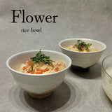 美濃燒 花形陶瓷茶碗︱米色 黑色 小碗 飯碗 對碗 日式餐具