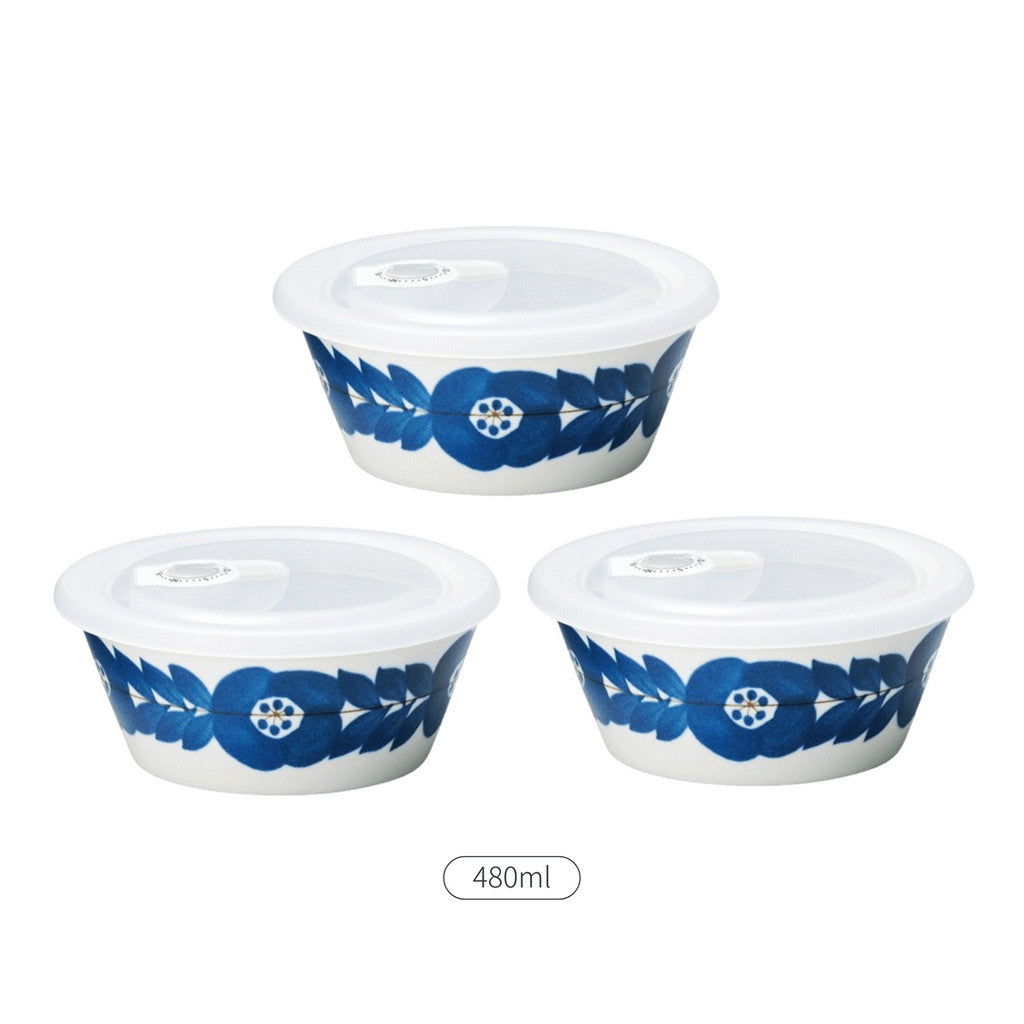 美濃燒 Blossom 陶瓷沙拉碗 附蓋∣3入組 480ml + 260ml 飯碗 日式餐具