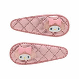 日本 三麗鷗 Sanrio 菱格紋髮夾2入組 | 金屬風 瀏海夾 小髮夾 HelloKitty 美樂蒂