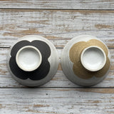 美濃燒 花形陶瓷茶碗︱米色 黑色 小碗 飯碗 對碗 日式餐具