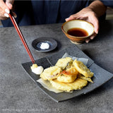 美濃燒 薩摩黑潑墨餐盤︱方盤 長盤 生魚片盤 壽司盤 大盤 擺盤 日式餐具 和食器