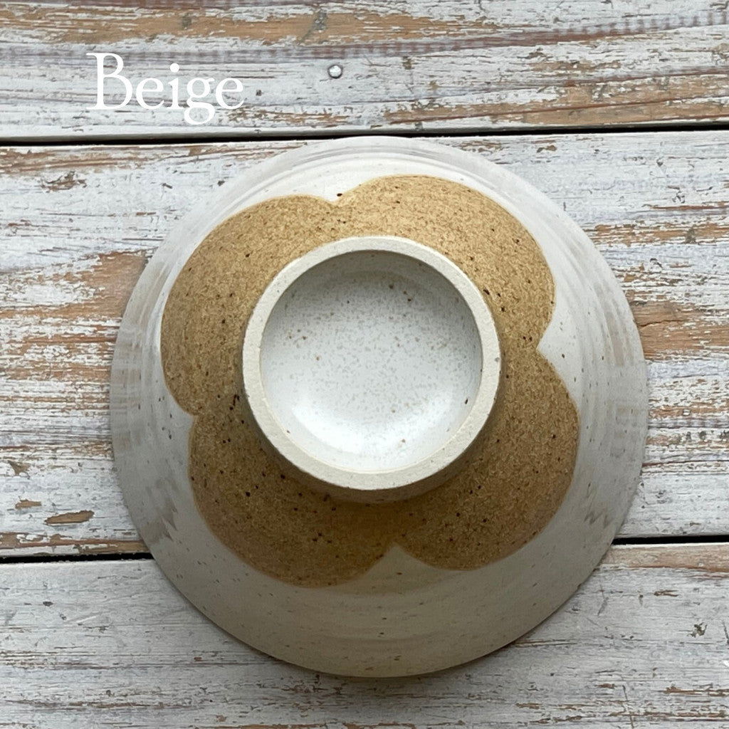 美濃燒 花形陶瓷茶碗︱米色 黑色 小碗 飯碗 對碗 日式餐具