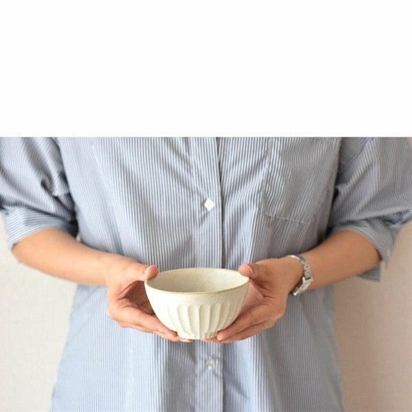 日本製 美濃燒 SHINOGI 白釉直紋造型碗 | 陶瓷碗 飯碗 拉麵碗 湯碗