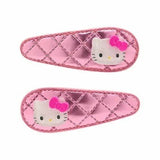 日本 三麗鷗 Sanrio 菱格紋髮夾2入組 | 金屬風 瀏海夾 小髮夾 HelloKitty 美樂蒂