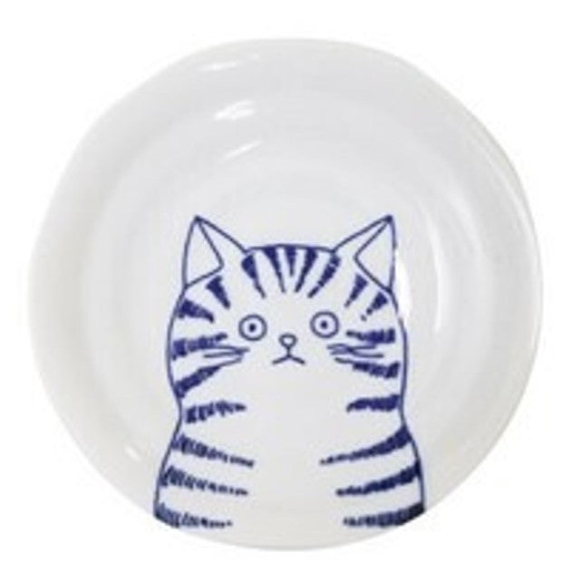 日本製 美濃燒 Shichita 陶瓷貓咪圓盤 16cm | 點心盤 水果盤 沙拉盤 甜點盤 分菜盤