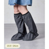 日本 3COINS 長筒防雨鞋套 23.5〜24cm｜防潑水加工 側邊拉鍊好穿脫 防雨鞋套 雨鞋