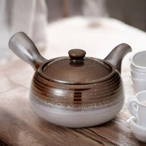 日本製 萬古燒 福型紫釉急須壺 | 陶壺 日本茶壺 泡茶壺 萬古燒茶壺 橫手急須壺