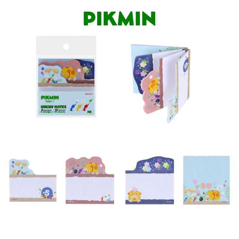 日本 皮克敏 Pikmin 可愛文具 漸層式造型便條貼&防翻頁M型書夾｜書夾 樂譜夾 便利貼 便條紙