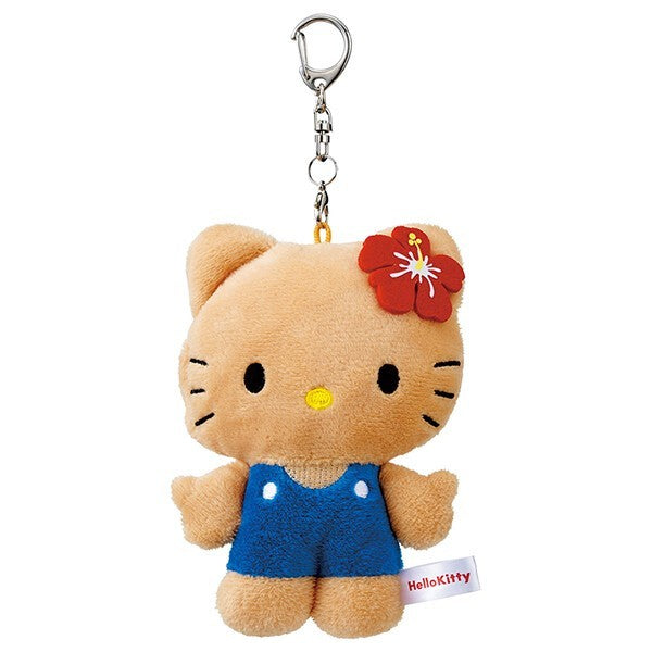 日燒 Hello Kitty 毛絨隨身鏡吊飾 日本直送 | 補妝鏡 隨身鏡 補妝小物 包包吊飾