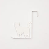 日本 可愛 貓咪 散步款 白色鋼製門掛鉤｜居家門後收納掛架 衣帽掛鉤 包包掛架 玄關收納 門板掛架