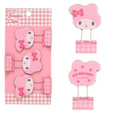 日本 Sanrio 三麗鷗格紋造型長尾夾 3入組｜文件夾 手帳夾 燕尾夾