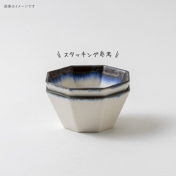 日本製 美濃燒 簡約藍月白 陶瓷 八角小碗｜日系質感陶瓷小缽