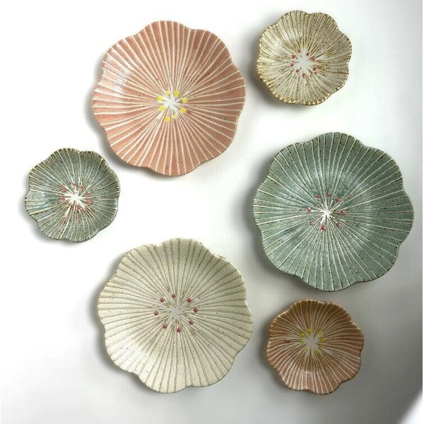 日本製 美濃燒 泥漿描繪技法 陶瓷造型花盤｜日常餐桌陶瓷小碟 點心碟 甜點碟 小菜碟 盤子 陶瓷盤