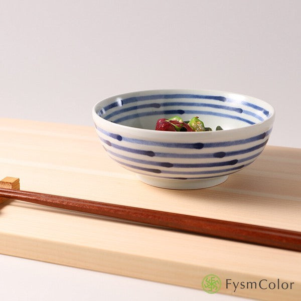 日本製 波佐見燒 職人窯燒 和染系列條紋淺餐碗 | 沙拉缽 湯碗 飯碗 陶瓷碗 煮物缽 日系居家餐具