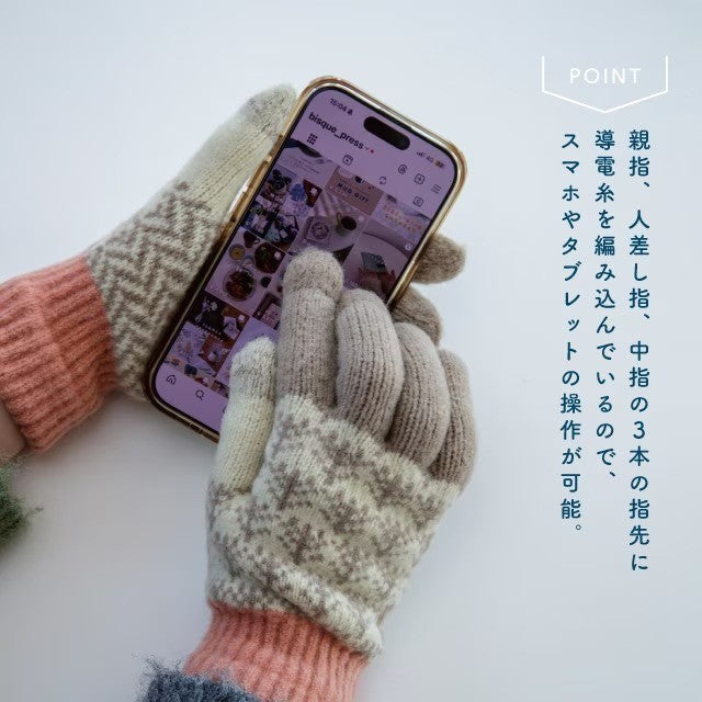 BISQUE 針織保暖手套 日本製 男女適用 | 可划手機 穿搭配件 情侶手套 Tehtava+