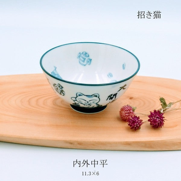 日本製 美濃燒 招財貓 陶瓷飯碗｜居家日常飯碗 湯碗 日式餐具 開運招財 可微波加熱 飯碗 陶瓷碗