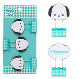 日本 Sanrio 三麗鷗格紋造型長尾夾 3入組｜文件夾 手帳夾 燕尾夾
