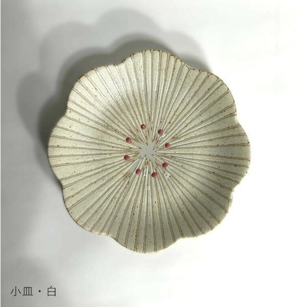 日本製 美濃燒 泥漿描繪技法 陶瓷造型花盤｜日常餐桌陶瓷小碟 點心碟 甜點碟 小菜碟 盤子 陶瓷盤