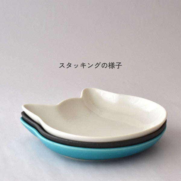日本製 貓咪剪影造型 陶瓷 大餐盤 三色可選｜日常餐桌 咖哩盤 義大利麵盤 貓咪餐具 質感陶瓷盤 盤子